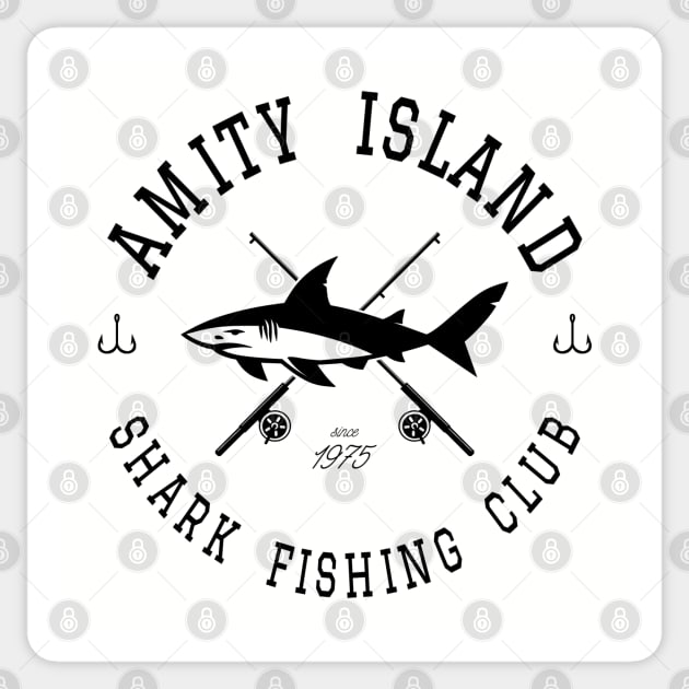 Amity Island Shark Fishing Club Sticker by AngryMongoAff